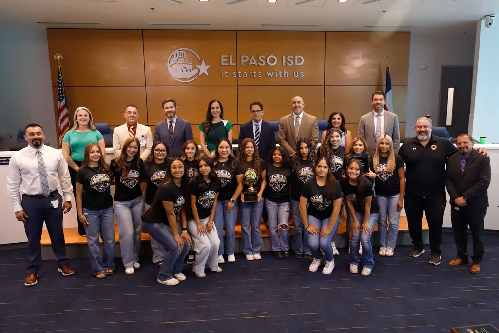 Photo of El Paso ISD Board of Trustees and El Paso ISD Superintendent Dr. Brian Lusk were proud to recognize the excellence of El Paso ISD’s soccer programs. ⚽🏆 Congratulations to our amazing athletes! 👏 🌟 Burges Boys Soccer – State Regional Finals Winners 🌟 Coronado Boys Soccer – Area Winners 🌟Bowie Boys Soccer - Area Winners 🌟 Burges Girls Soccer – Bi-District Winners 🌟 El Paso High Girls Soccer – Bi-District Winners #ItStartsWithUs #ElPasoISD #EPISD