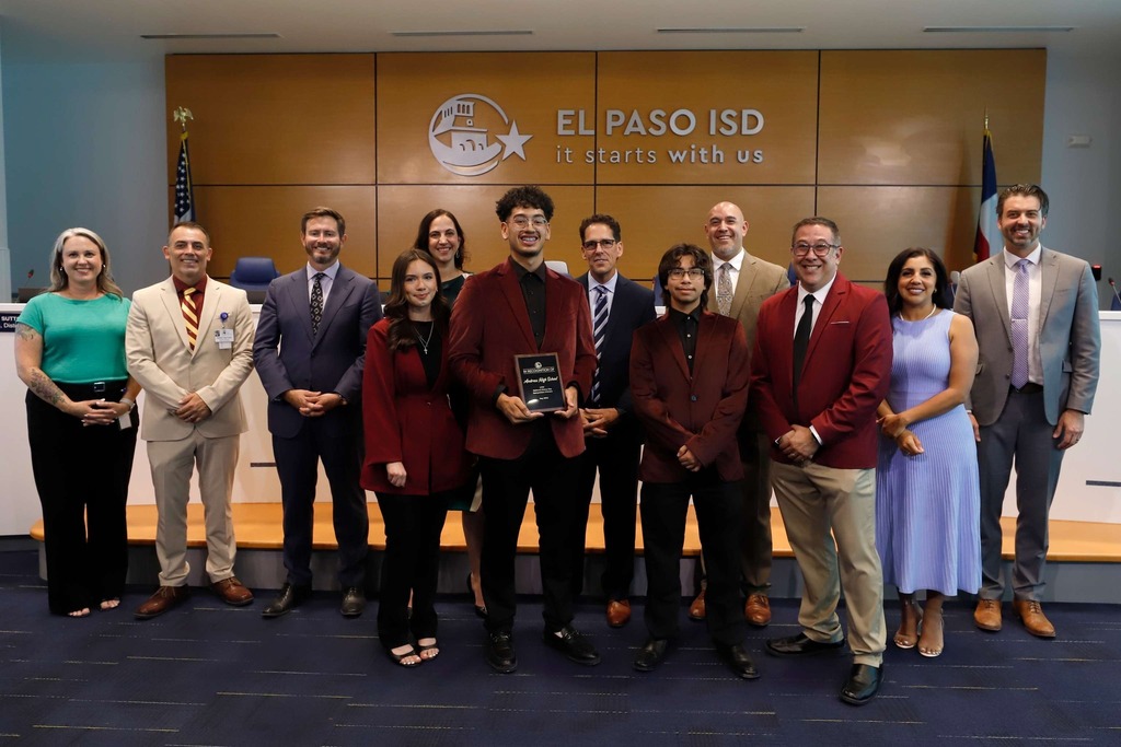 Photo of El Paso ISD Board of Trustees and El Paso ISD Superintendent Dr. Brian Lusk were excited to recognize students from Andress High School for qualifying for the prestigious National History Day competition and earning the honor of representing Texas at the Smithsonian Institution as part of the National History Day celebrations! 🌟 Congratulations to Guiliana Williams, Matthew Rodriguez, and Abel Castanon. 👏🎊 #ItStartsWithUs #ElPasoISD #EPISD