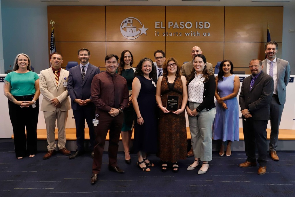 Photo of El Paso ISD Board of Trustees and El Paso ISD Superintendent Dr. Brian Lusk were proud to recognize Blueberry Carrillo from Burges High School for earning national recognition in the 2026 Scholastic Art & Writing Awards! 🎨 Competing against more than 111,000 students nationwide, Blueberry earned an impressive Silver Medal along with a $2,000 scholarship. 👏🌟 Congratulations! 🎊 #ItStartsWithUs #ElPasoISD #EPISD