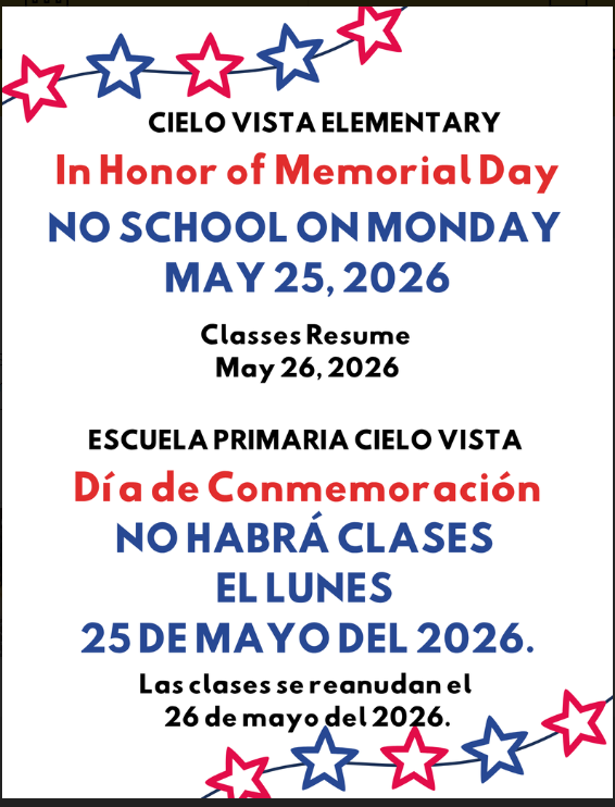 No School Memorial Day May 25