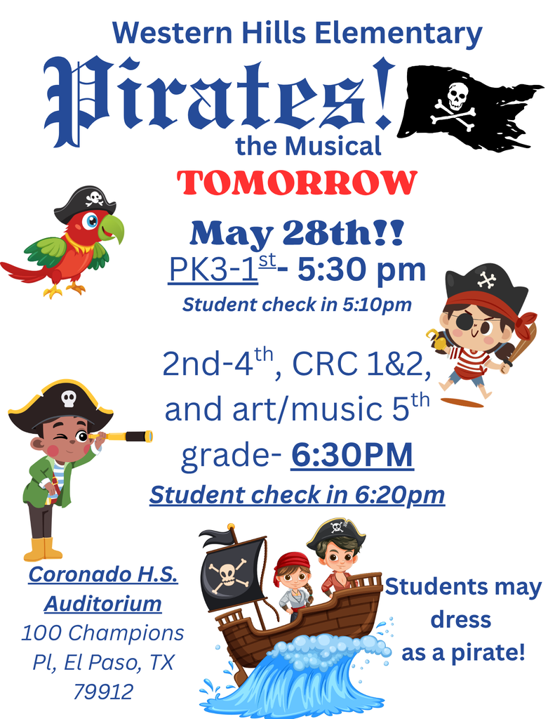 Pirates! The Musical will be on Thursday, May 28, 2026.