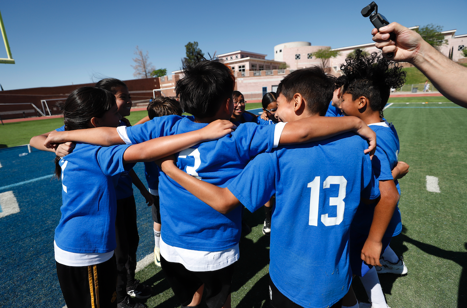 El Paso ISD students hugging during Copa de District match