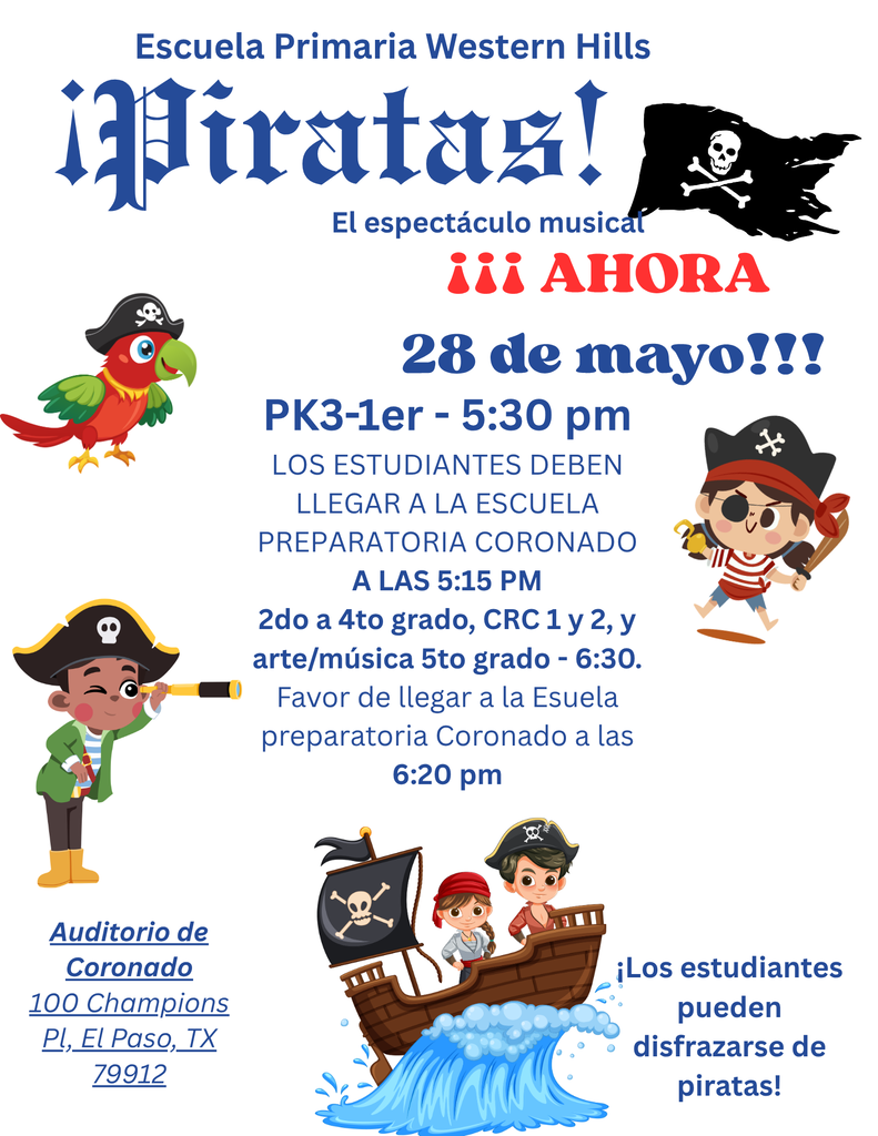 Pirates! The Musical is today at the Coronado High School Auditorium.