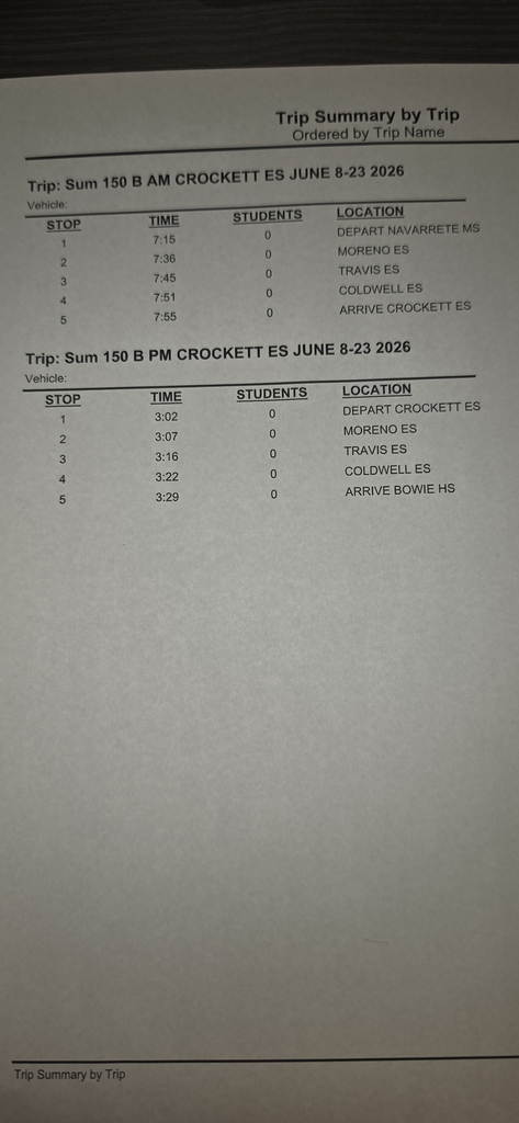 summer school bus schedule 