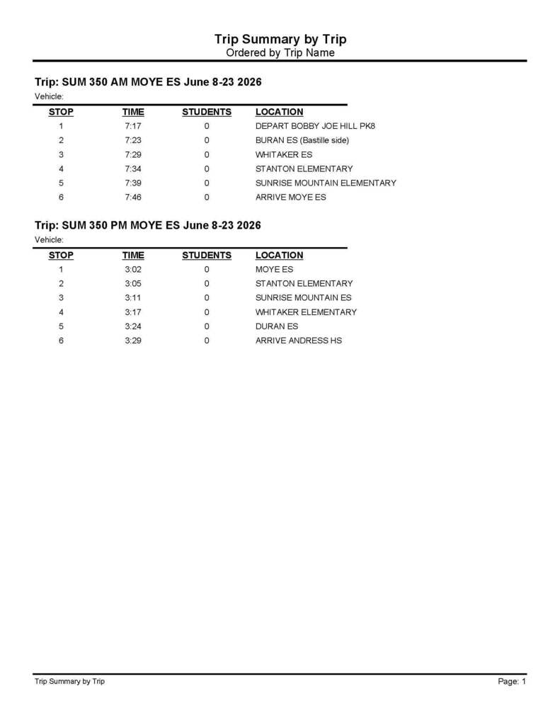Bus schedules 