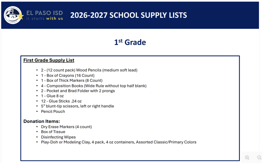 1st Grade List
