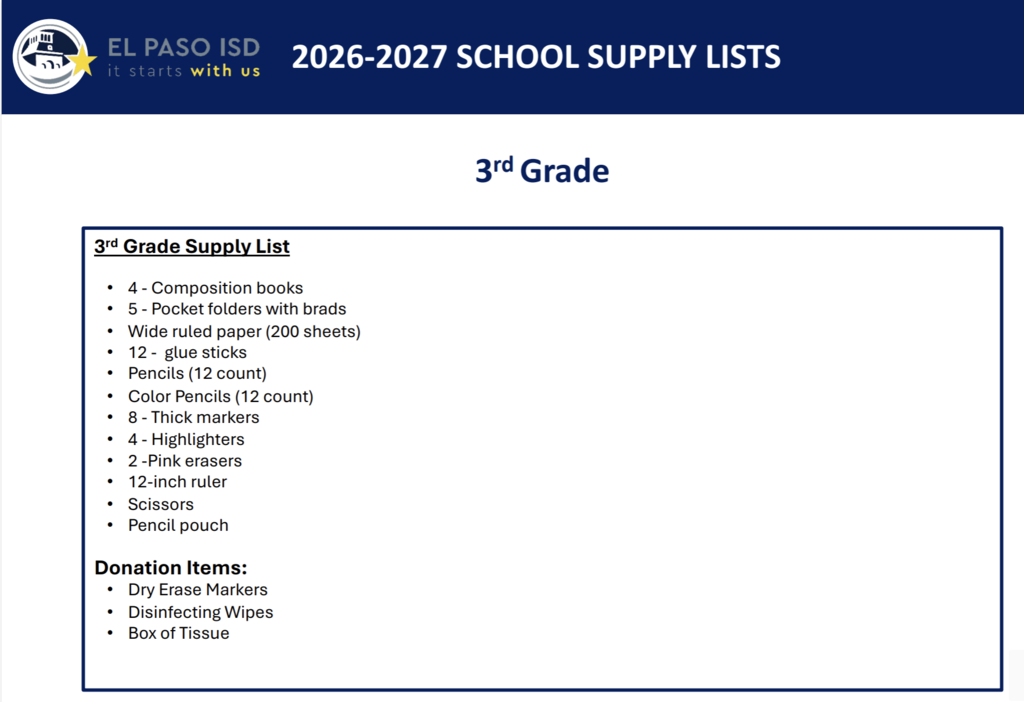 3rd Grade List