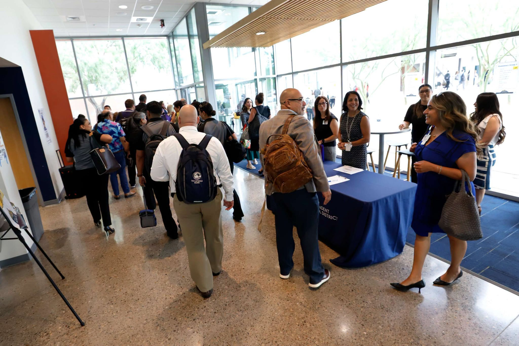 District and campus leadership head off into classroom sessions at summer conference