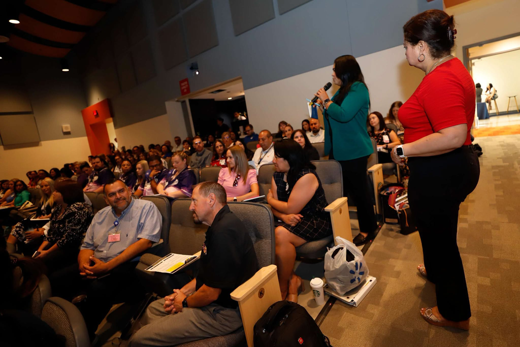 Coronado High School Principal Dr. Reyna speaks at district and campus leadership summer conference