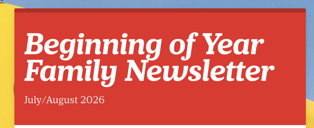 Beginning of Year Newsletter Heading