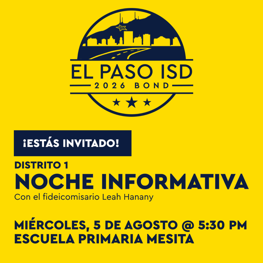 Estas invitado noche informativa del distrito miercoles, 5 de agosto a las 5:30 pm