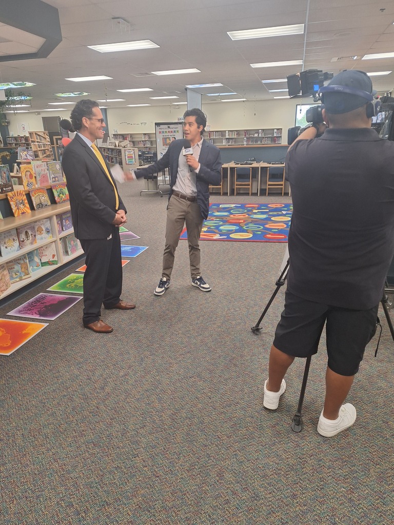Superintendent Dr. Lusk being interviewed at Moye Elementary