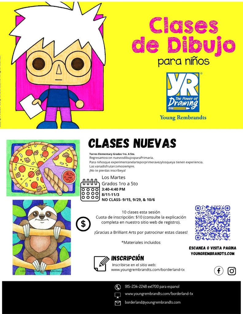 Clases de Dibujo para ninos 1st-5th grade