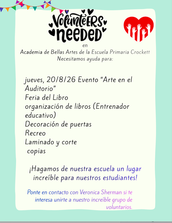 We need volunteers flyer in Spanish