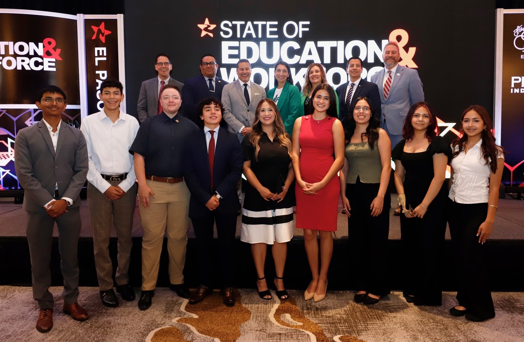 El Paso ISD Superintendent Dr. Brian Lusk smiles for a photo with El Paso leaders