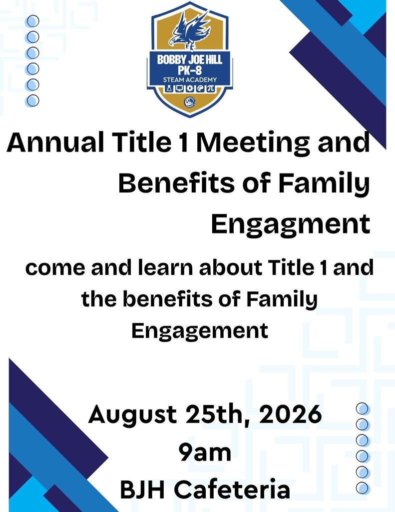 Annual Title 1 Meeting and Benefits of Family Engagement 9am Aug 25th