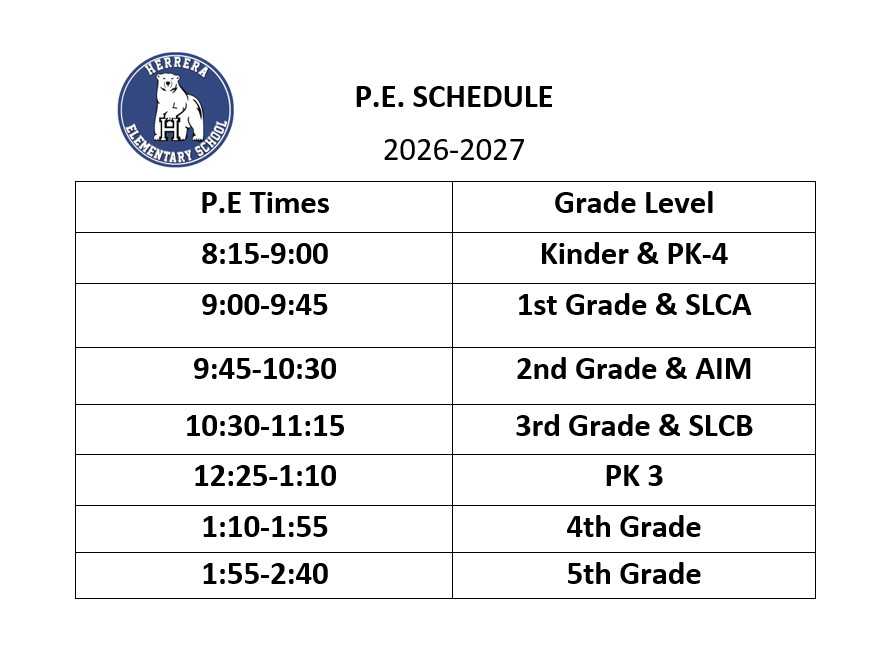 PE schedule 