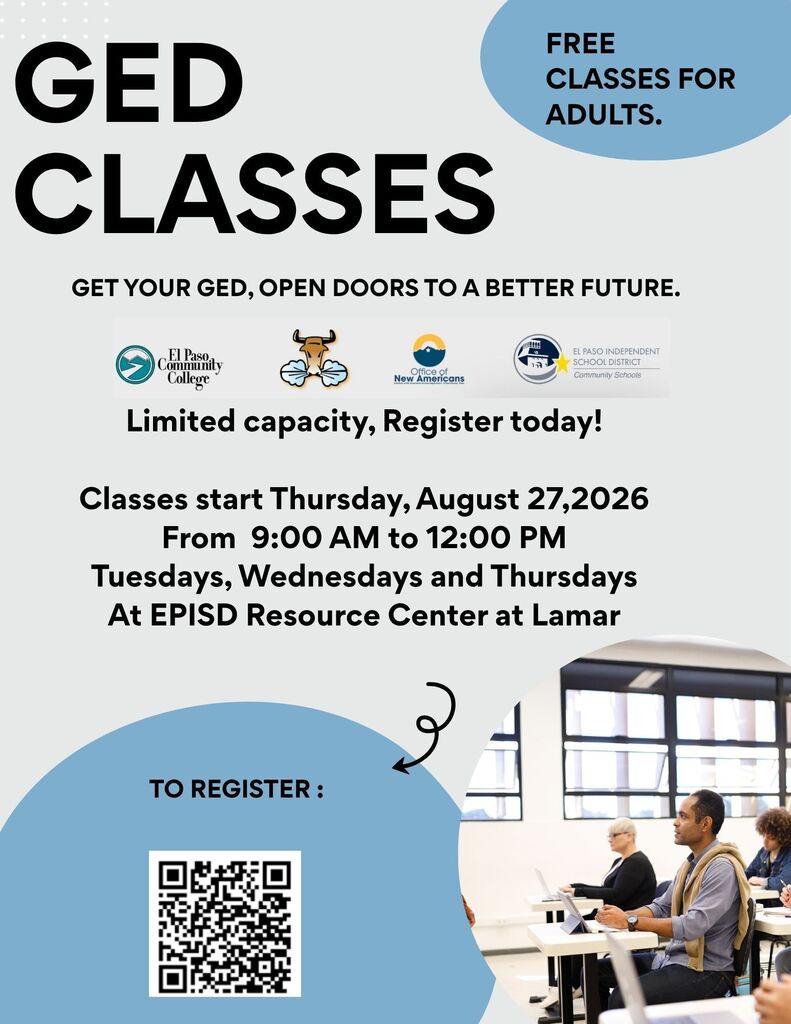 Flyer inviting parents to take part on GED classes by EPCC
