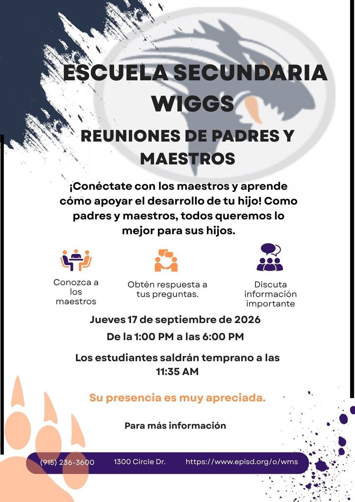 Blue and orange flyer inviting parents to our upcoming Parent-Teacher Conferences