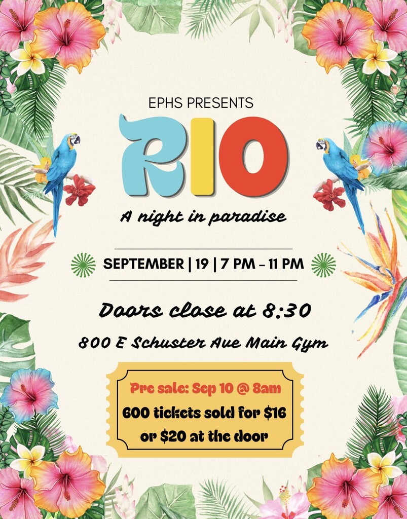 Flyer for Homecoming at El Paso High Rio theme