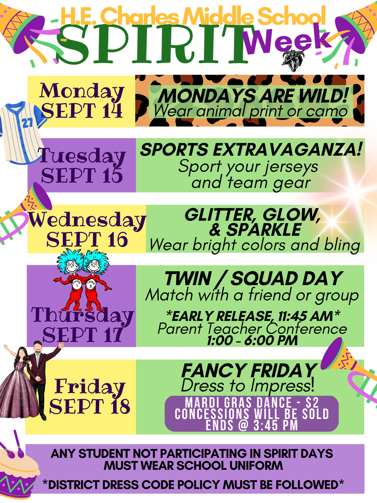 H. E. Charles Spirit Week