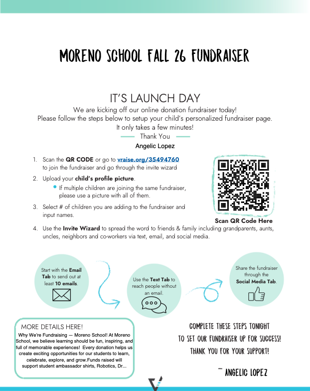 Moreno Fundraiser flyer