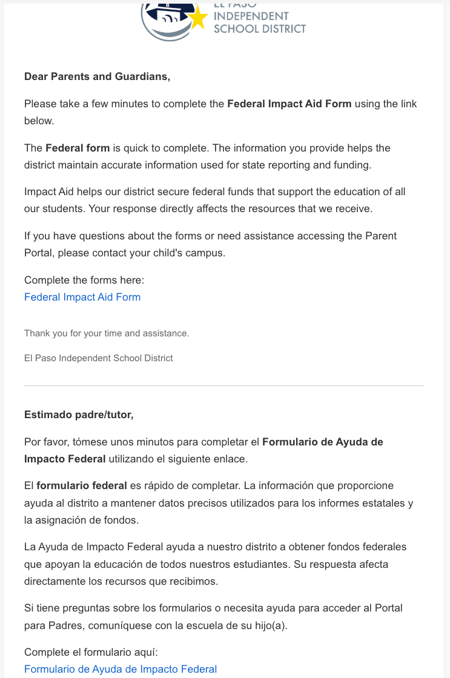 Communication on Federal Impact Aid