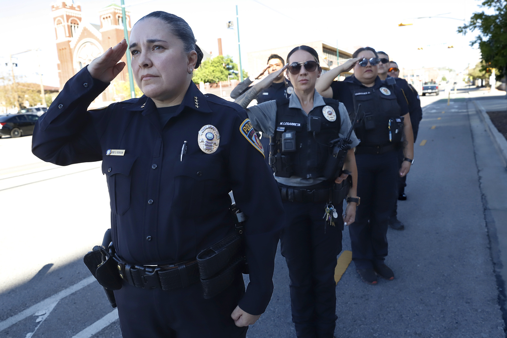 El Paso ISD Police Officers salute