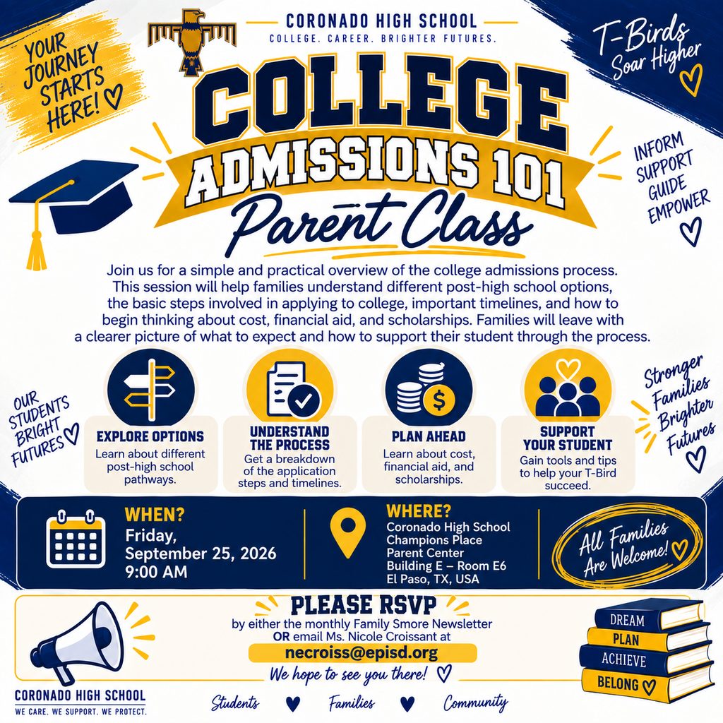 A flyer for the "College Admissions 101 Parent Class"
