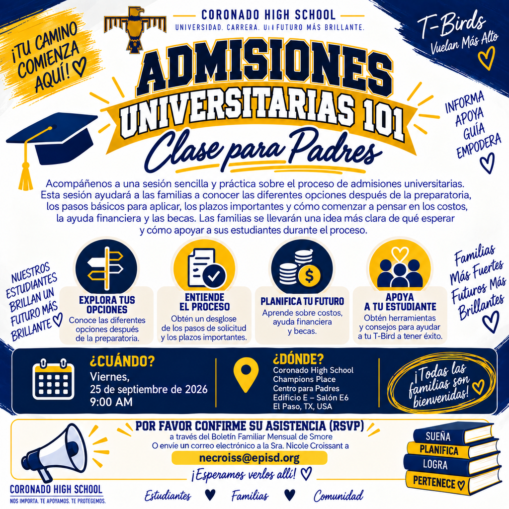 A poster for Admisiones Universitarias 101