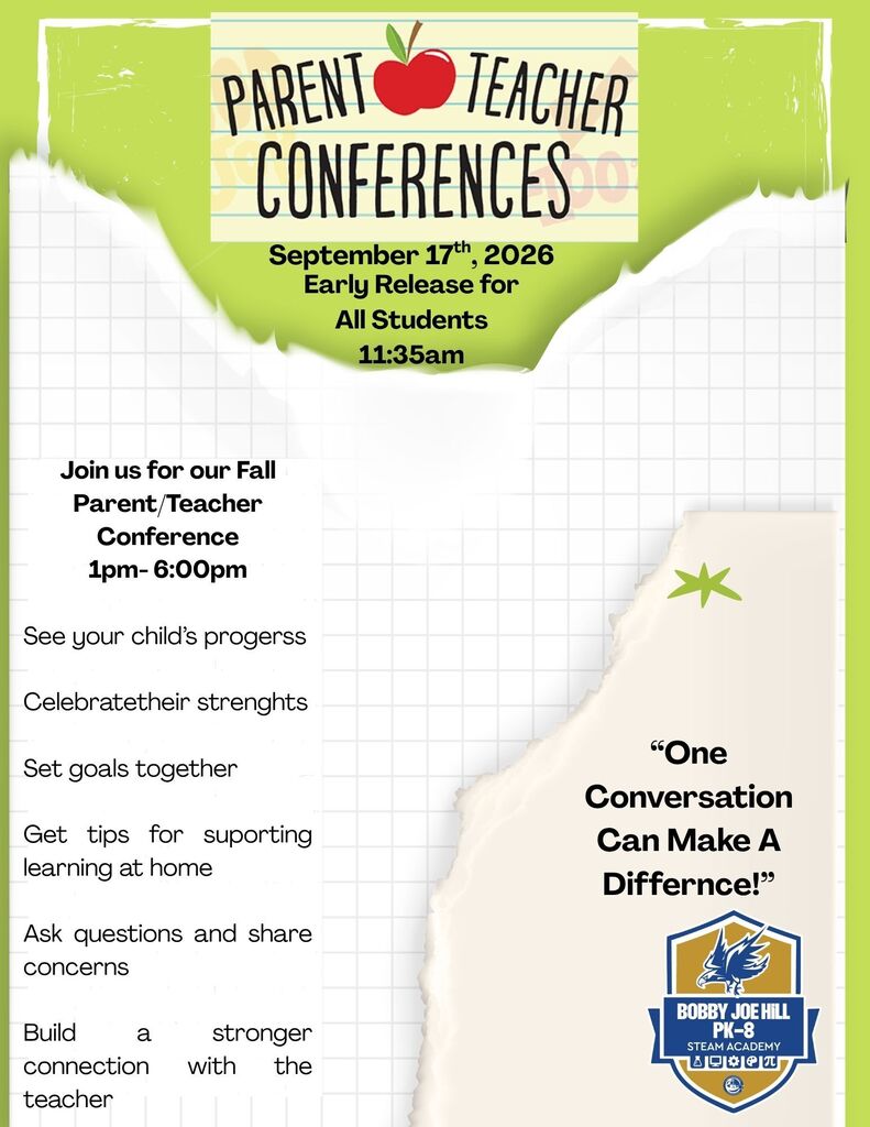 Parent Teacher Conference Sept 17, Early Release for All Students 11:35am Conferences are from 1pm-6pm