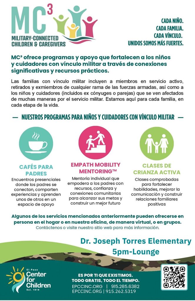 El Paso Center for Children MC3 Sept 22, @5pm lounge