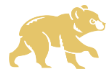 Silhouette of a bear walking against a white background. The bear has a thick, golden outline.