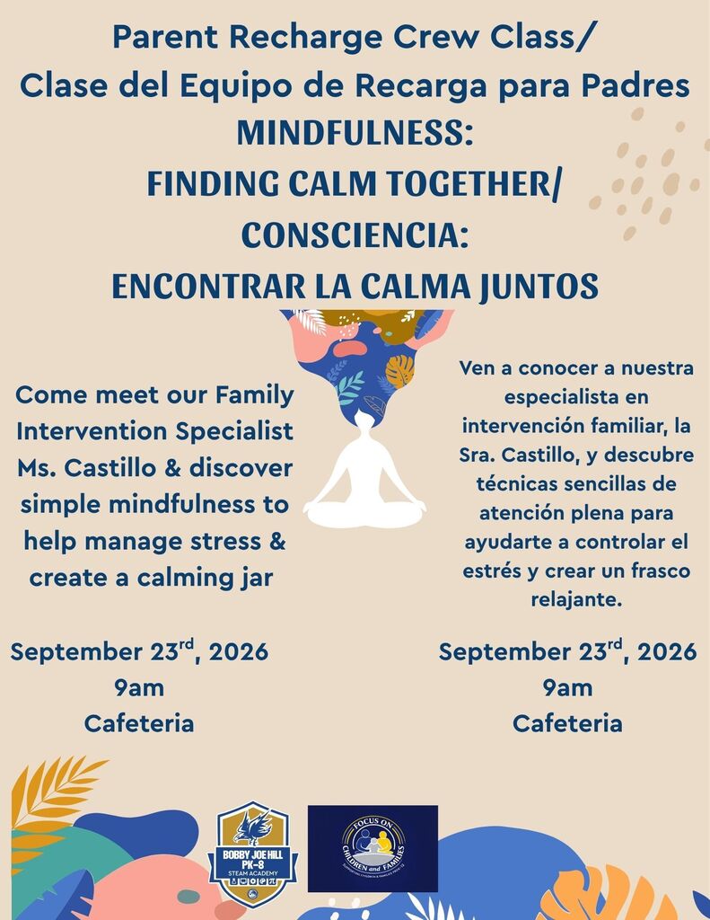 Parent Recharge Crew Class Mindfulness Sept 23, 9am