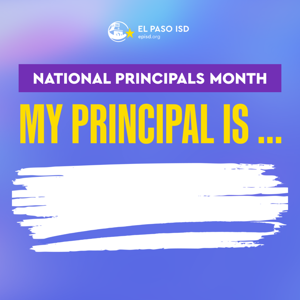 Purple gradient graphic that says National Principals Month. My principal is... with a blank space to fill in