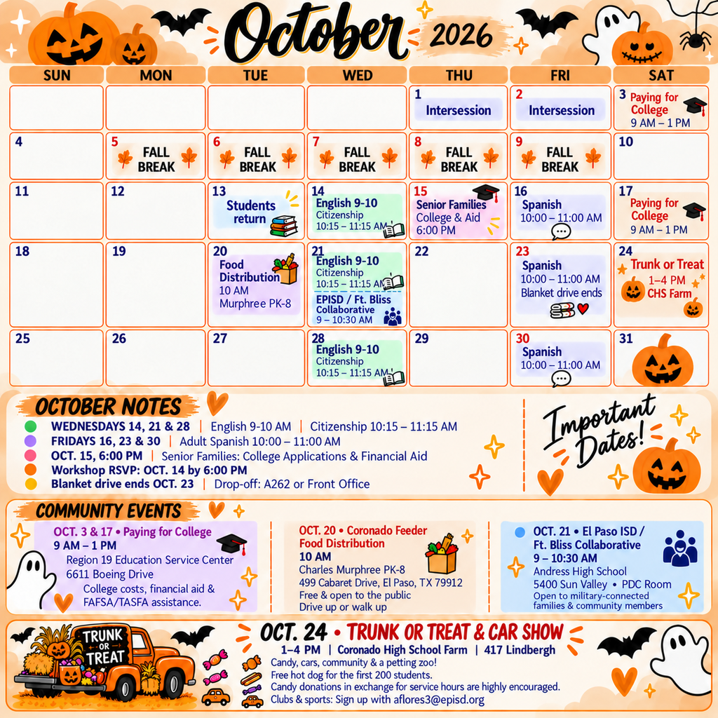 Calendar for October 2026 important dates.