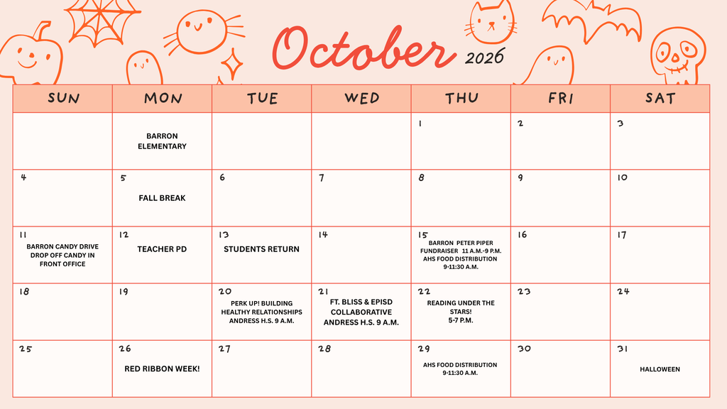 Barron October Calendar