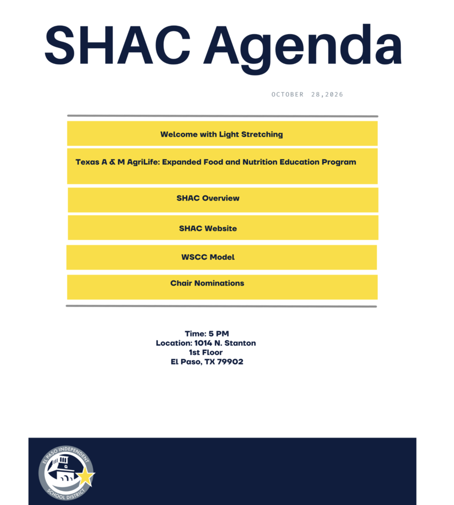 SHAC Agenda