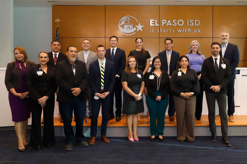 Photo of El Paso ISD Middle and PK-8 Principals with El Paso ISD Board of Trustees and Superintendent Dr. Lusk