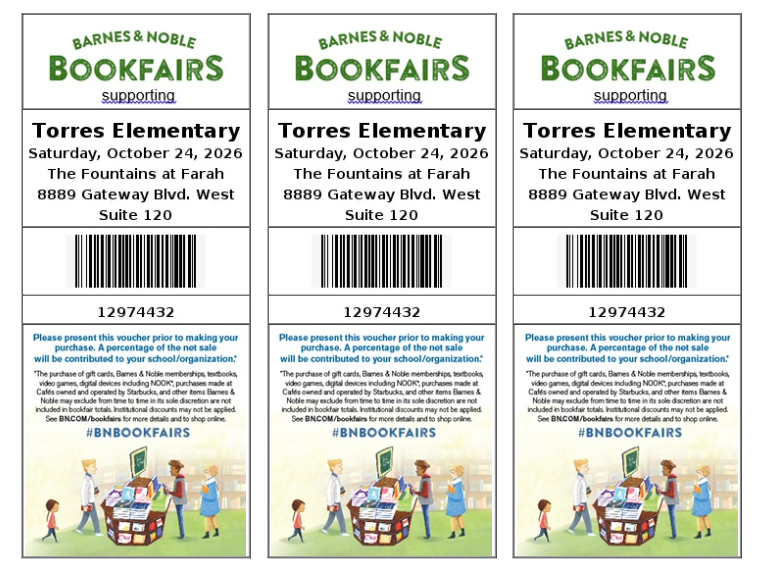 Three rectangular, side-by-side flyers with a green background and black text. One image of people and a cart.