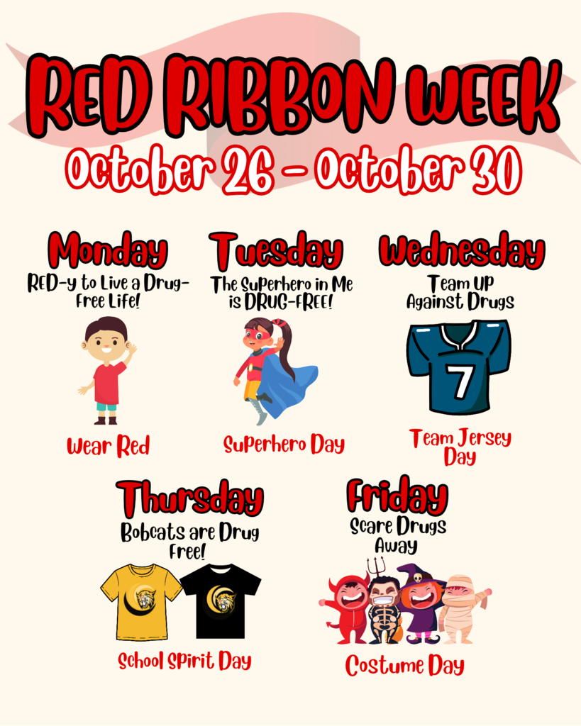 Red Ribbon Week Flyer with dress up days for the week