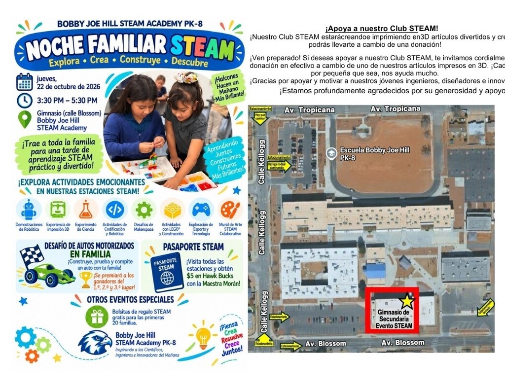 Noche Familiar STEAM 22nd octubre 3:30-5:30pm