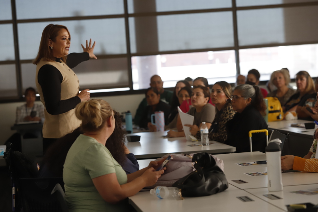 Hartley PK-8 principal speaking to staff during meeting
