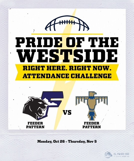 Poster with 'Pride of the Westside' and two logos: a cat and a bird. Text reads 'Attendance Challenge'.