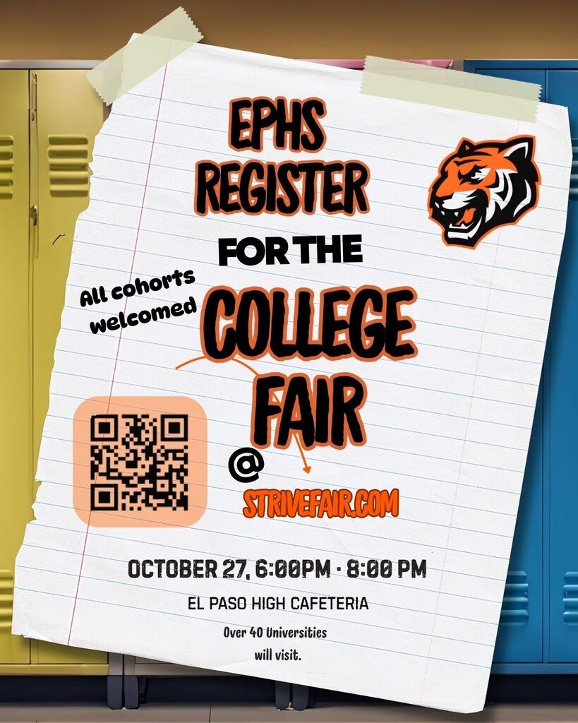 Flyer with information about how to register for the college fair.