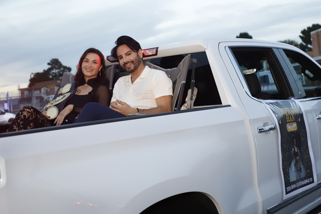 Stephanie Han smiles for a photo during the Irvin High School Homecoming parade