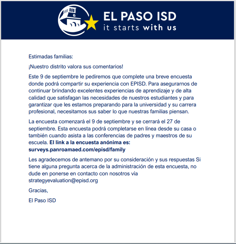 Panorama Survey Spanish