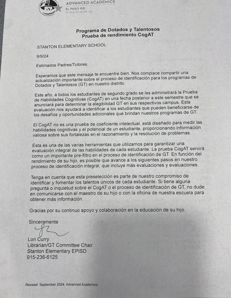 2nd Grade Letter Spanish