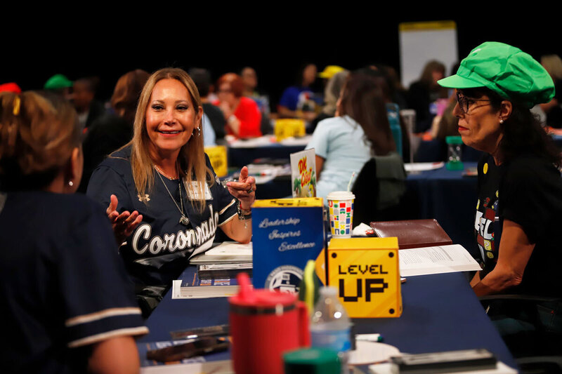 teachers attend a training