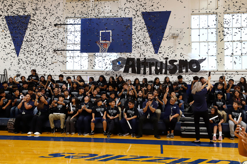 Students enjoy a pep rally